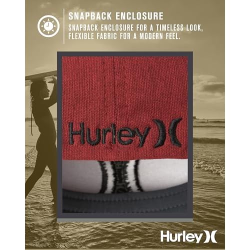 Hurley Mens Baseball Cap - Moisture Wicking Curved Brim Flexfit Fitted Hats for Men with H2O-Dri Sweatband (Sizes: S-XL)