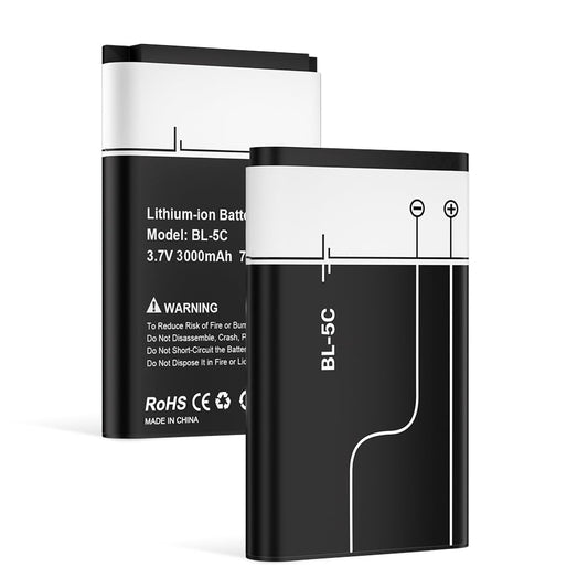 JDIRLDL 2 Pieces BL-5C Battery, 3000mAh New Upgraded 3.7V Li-ion Higher Capacity Battery Replacement for Household Radio, bt Speaker, Camera