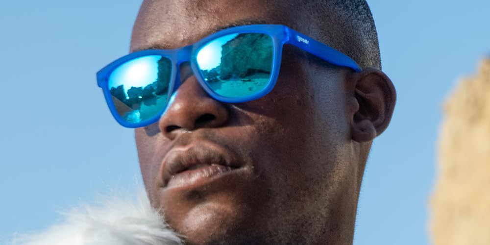 goodr Falkor's Fever Dream Polarized Sunglasses for Men & Women, Medium Sized (OG), Dark Blue Translucent Frame with Light Blue Mirrored Reflective Lenses, UV400 Protection, No Slip, No Bounce