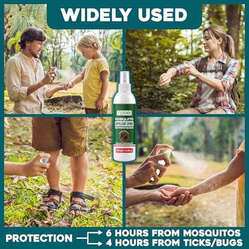 Natural Mosquito Repellent Spray TwinPack 6.75 oz DEET Free Insect Repellent Spray Lemon Eucalyptus Oil Scent for Mosquitoes Gnats Black Flies No-See-ums repelente de Mosquitos para ninos