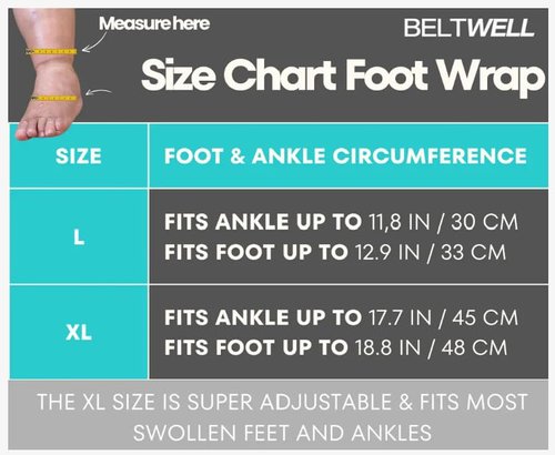 Beltwell® - Adjustable Foot & Ankle Compression Wraps For Edema, Lymphedema, Swelling, Neuropathy, Diabetic Foot Care, Circulation (2 Wraps) (Black, X-Large)