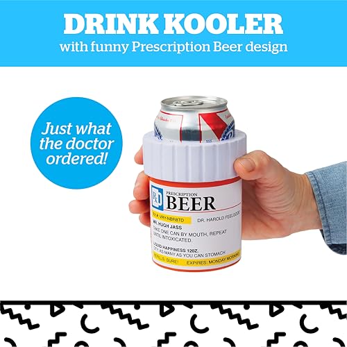 Funny Prescription Pill Bottle Beer Cooler - Soft Sided Drink Holder for Cans & Bottles