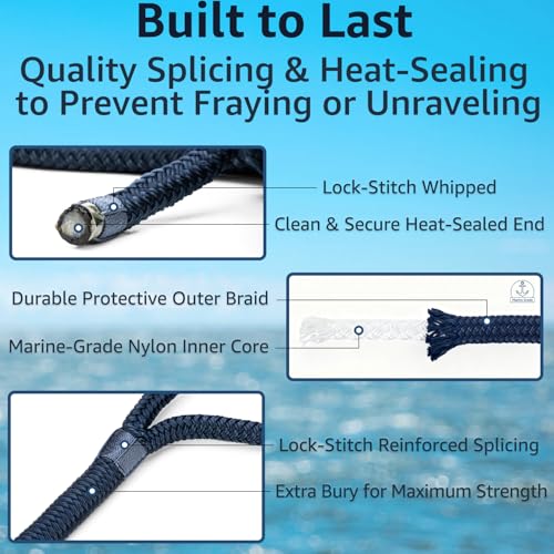 Double Braid 5/8" x 15' Boat Dock Lines (2-Pack) – Nylon Ropes for