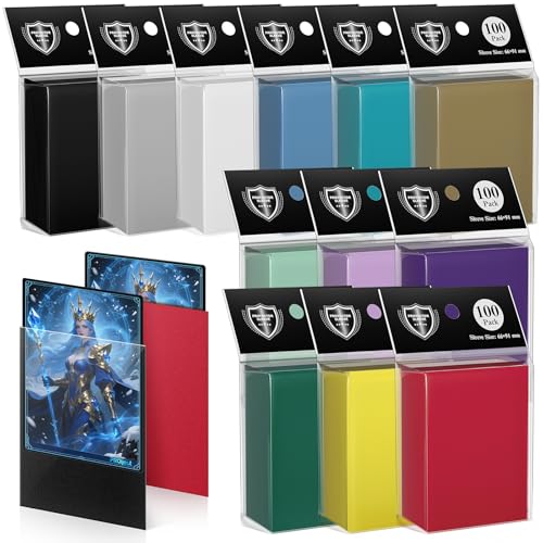 1200 Pack Card Sleeves - Matte Dual Trading Card Protectors with Opaque Back, Reinforced Seam, 12 Colors