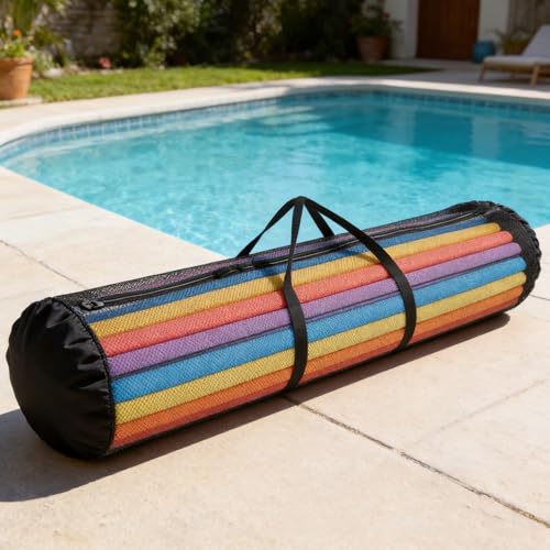 Black Pool Noodle Storage Bag 55x18x18 Inch Mesh Organizer for Pool Floats