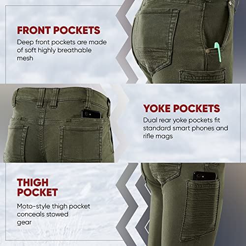 Vertx Kesher Women¡¯s Stretch OPS Tactical Pants with Pockets, Straight-Fit, for Work, Outdoor, Hiking, Denim