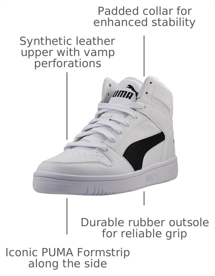 Puma Rebound LayUp High Sneakers - White/Black Size 9