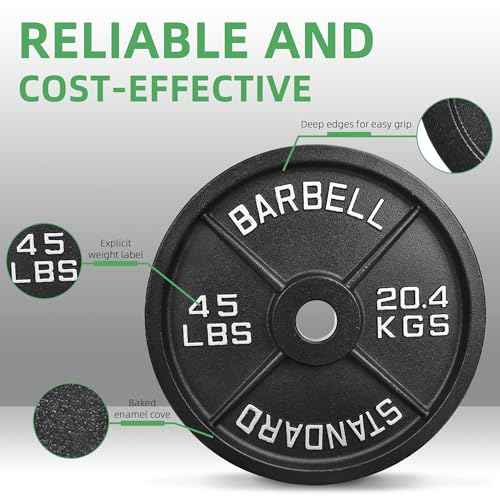 Fitvids 2-Inch Olympic Cast Iron Weight Plate for Strength Training & Weightlifting Home Gym Exercise, Multiple Sizes