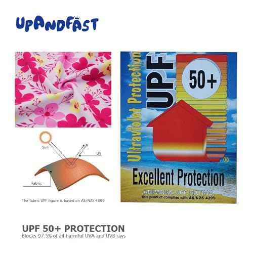 upandfast Girls Rash Guard Set Long Sleeve Two Piece Swimsuit with UPF 50+ Sun Protection for Girls 3-8 Years