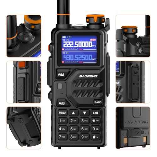 BAOFENG K5PLUS Radio, 10W Tri Band Ham Radio Handheld Long Range Rechargeable Walkie Talkie for Adult, NOAA Weather Receiver Outdoor (4 Pack with USB-C Charger, Headset)