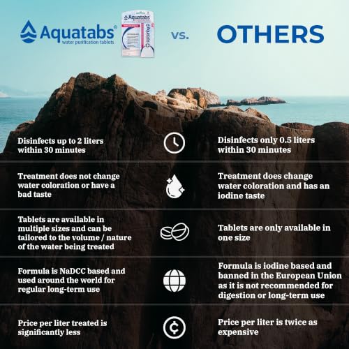 49mg Water Purification Tablets - Portable Water Treatment for Camping & Hiking (100 Pack)