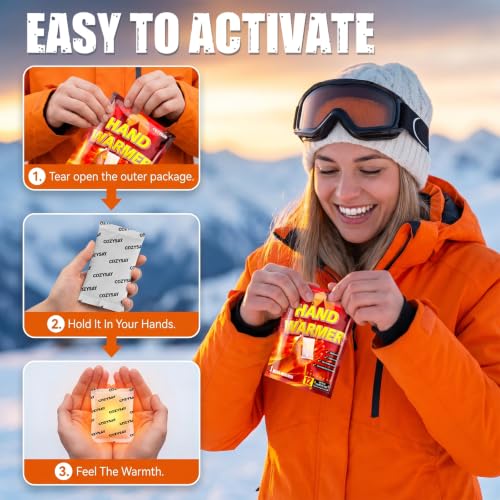Disposable Hand Warmers Pack - 12 Hour Air-Activated, Odorless & Portable for Outdoor Activities