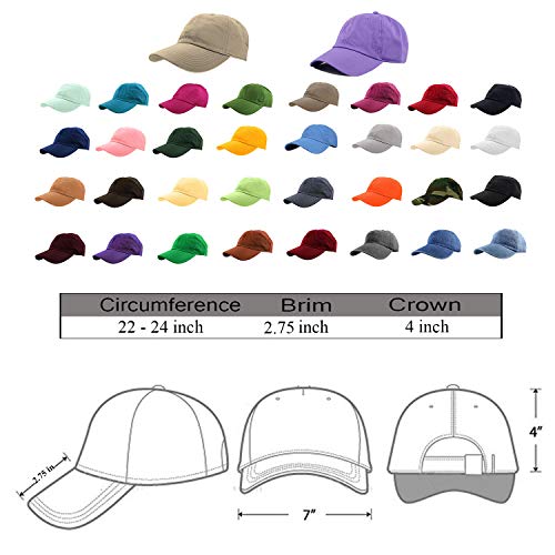 Black Cotton Baseball Cap Hat - Adjustable, Plain, Wholesale 12 Pack - One Size