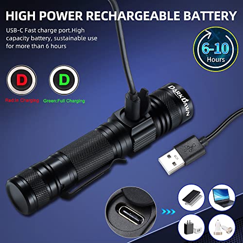 DarkDawn UV 365nm Mini Blacklight Flashlight 2 Pack - Invisible UV Light