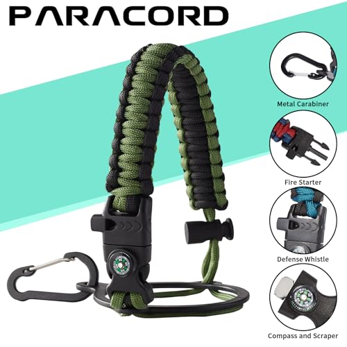 Army Green 64oz Insulated Water Bottle with Straw & Auto Spout Lid - Half Gallon Stainless Steel Hydration Jug with Paracord Handle