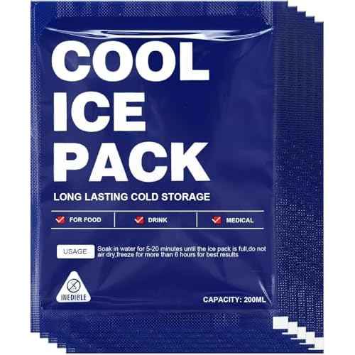 Food Ice Packs for Coolers, 24H Cooling Leakproof | Frozen Food Shipping & Lunch Boxes Reusable Cold Packs | Slim Long-Lasting Gel Freezer Packs Coolers Accessories for Beach, Travel, Camping