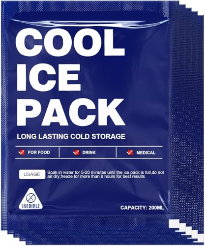 24 Pcs Slim 4x5 Inch Reusable Cold Packs for Coolers & Food Shipping