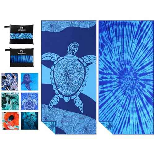2 Pack Microfiber Lightweight Thin Beach Towel Sand Free Quick Dry Super Absorbent Large Towels for Swimming Pool Yoga Gym Travel Vacation Beach Accessories Essentials