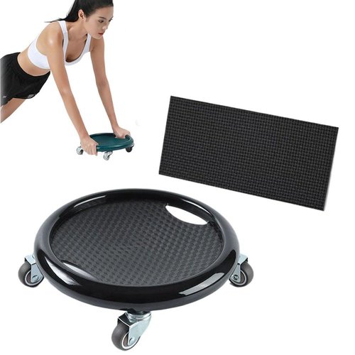 Ab Roller Wheel, Core Training Roller Wheel, Women's Multifunctional Abdominal Wheel Board with Mat, 360° Rotating, Four-Wheel Abdominal Board Trainer, for Effective Abdominal Workouts (Black)
