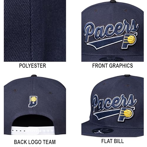 NBA Team Logo Snapback Baseball Cap Hat - Indiana Pacers, One Size, Team Colors