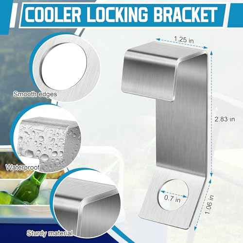 Saillong 2 Packs Cooler Lock Bracket with Security Cable Lock, Cooler Tie Down Kit, 4.92 FT Ice Chest Padlock for Secure Mid to Large Size Thermal Box to Trailer Deck Boat