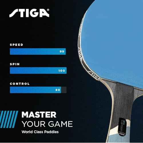 STIGA Pro Carbon Performance-Level Table Tennis Racket with Carbon Technology for Tournament Play - Red and Blue Colors