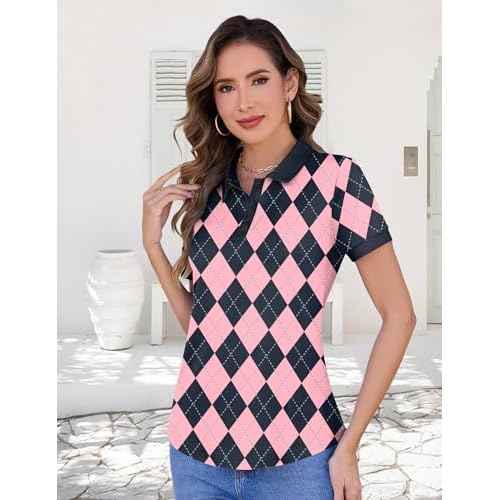 LOMON Womens Golf Polo Shirts Short Sleeve Collared Tops Lightweight Moisture Wicking Tennis Activewear S-XXL