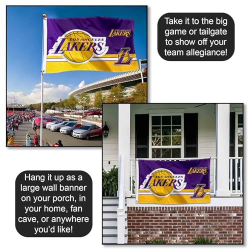 Los Angeles Lakers Dual Logo Indoor Outdoor Flag Banner