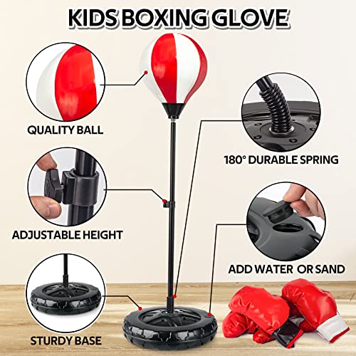 Kids Boxing Set with Adjustable Punching Bag and Gloves - 2 Pack, Ages 5-10