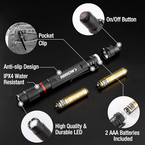 LED Pen Light Flashlight 120 Lumens Aluminum Pocket Torch for Inspection