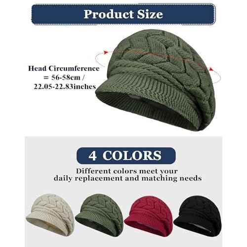 Newcotte Women Winter Hat Knitted Caps with Visor 2025 Warm Hats for Women Beanies for Winter Cold Weather