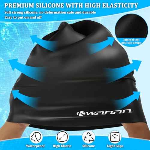 Extra Large Silicone Swim Cap for Long Hair and Protective Styles?Waterproof Swimming Cap for Men and Women with Dreadlocks, Weaves, Extensions, Braids, Curls, and Afros?Keep Hair Dry