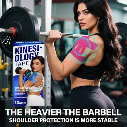 12 PCS Kinesiology Tape for Shoulder,Shoulder Pain Relief Tape, Original Cotton Knee Pain Relief Tape, Flexible and Durable Athletic Tape for Pain Support and Muscle Movement