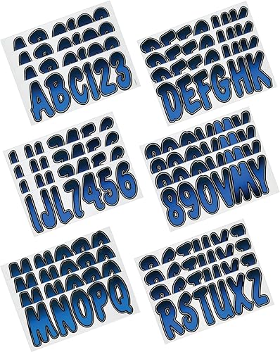 Marine Vinyl Boat Registration Numbers Kit - Blue-Black Gradient, 146 Pieces, USCG Compliant