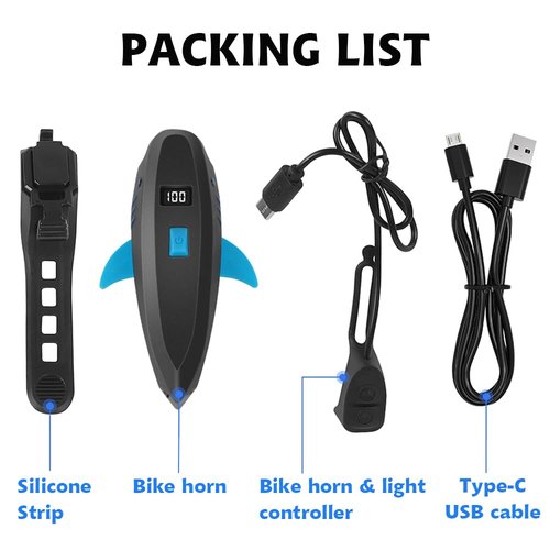 LESOVI Bike Horn with Light, 120dB Electric Bicycle Bell & 400LM Rechargeable Headlight, IPX4 Waterproof Kids Bike Accessories for Boys/Girls, Scooters, Easy Install with Battery (Black)