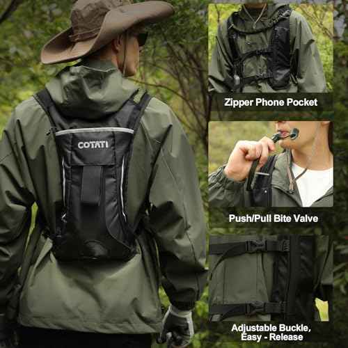 COTATI Hydration Backpack Running Vest with 2L Water Bladder,Lightweight Backpacks for Men Women Hiking Biking Cycling
