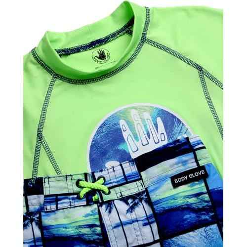 Body Glove Boys Swim Set - Boys Swim Trunks with Rash Guard UPF50+ 2 Piece Bathing Suits with Shorts Swimsuit Set (Size 4-12)