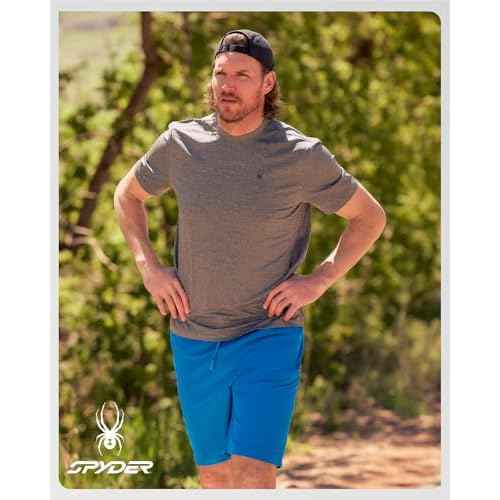 Spyder Mens Athletic Shirts - Moisture Wicking Short Sleeve Crewneck Workout Shirts for Men - Relaxed Fit Mens Shirts for Gym
