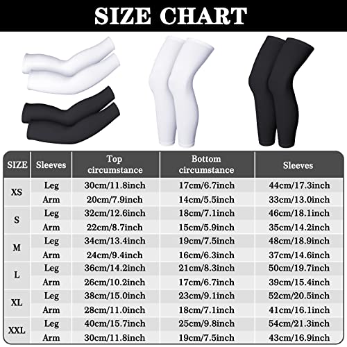 Geyoga Arm and Leg Sleeves Set - Large Black and White Compression & Sun Protection
