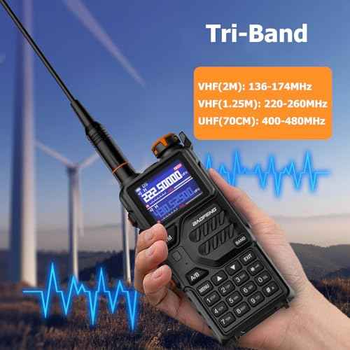 BAOFENG K5PLUS Radio, 10W Tri Band Ham Radio Handheld Long Range Rechargeable Walkie Talkie for Adult, NOAA Weather Receiver Outdoor (4 Pack with USB-C Charger, Headset)