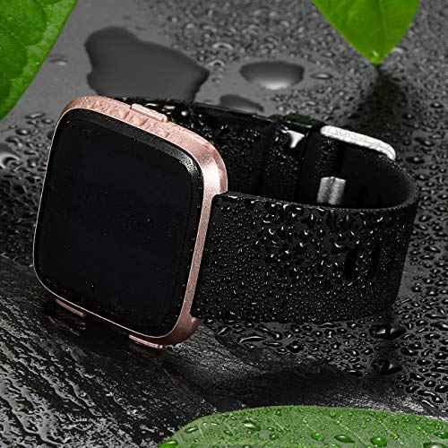 Wepro Band Compatible with Fitbit Versa 2 Bands for Women Men, Soft Band Compatible with Fitbit Versa Bands, Sport Waterproof Breathable Replacement Wristband Strap for Versa Lite, Large, Black, 1 Pack