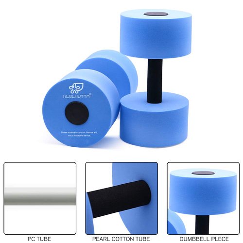 KLOLKUTTA Water Dumbbells, Blue Aqua Dumbbells Set High-Density EVA-Foam Dumbell Resistance for Water Aerobics Fitness and Pool Exercises
