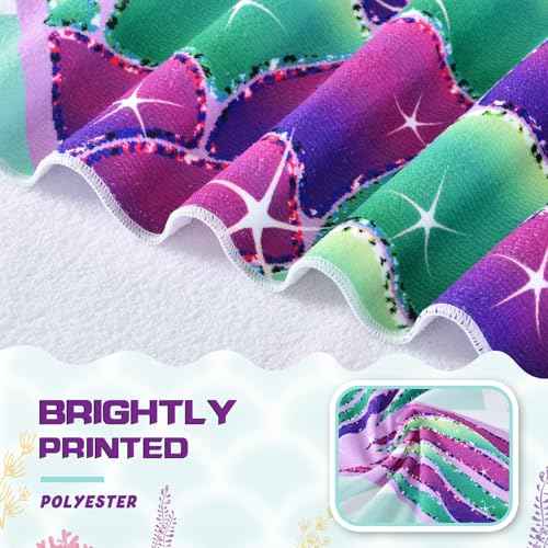 WERNNSAI Mermaid Kids Beach Towel for Girls - 30¡± x 60¡± Mermaid Sand Free Swim Towels for Girls Bath Pool Camping Travel Towel Quick Dry Ultra Absorbent Super Soft Beach Blanket Bath Shower Towel