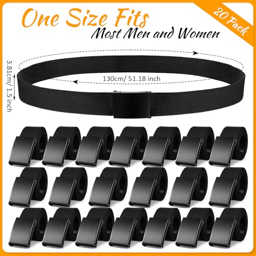 Yahenda Canvas Web Belt for Men and Women - Black, 20 Inch