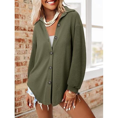 BETTE BOUTIK Womens Long Sleeve Waffle Knit Tops Fall Winter V Neck Sweatshirts Casual Fashion Shirts