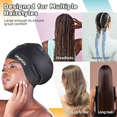 Large Swim Cap for Braids and Dreadlocks, Waterproof Silicone Swimming Cap for Women Men Adult Long Hair to Keep Hair Dry