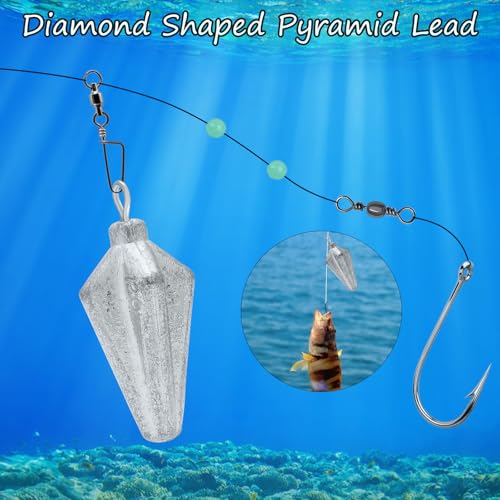 Fishing Pyramid Weights Rhombus Lead Sinkers 1oz 10pcs - Suitable for Saltwater & Freshwater