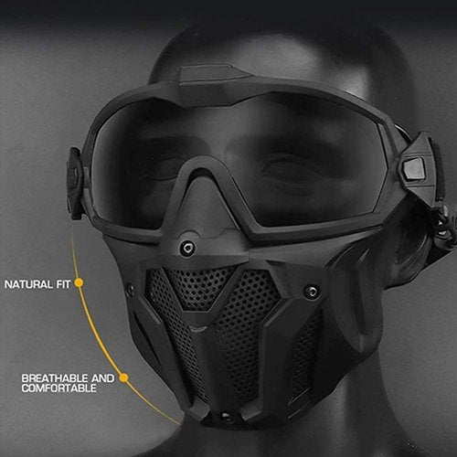 Tactical Fast Helmet with Detachable Anti-Fog Goggles and Breathable Mask, for Airsoft Paintball Hunting and Shooting CS Outdoor Sports