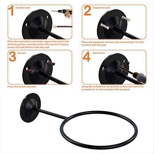 Basketball & Sports Ball Holder - Wall Mount Display Storage for Basketball, Soccer, Volleyball, Football, Rugby