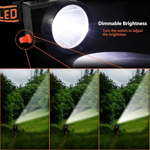 Dimmable LED Headlamp for Hunting Coon Coyotes Hog Camping 200 Lumens Rechargeable